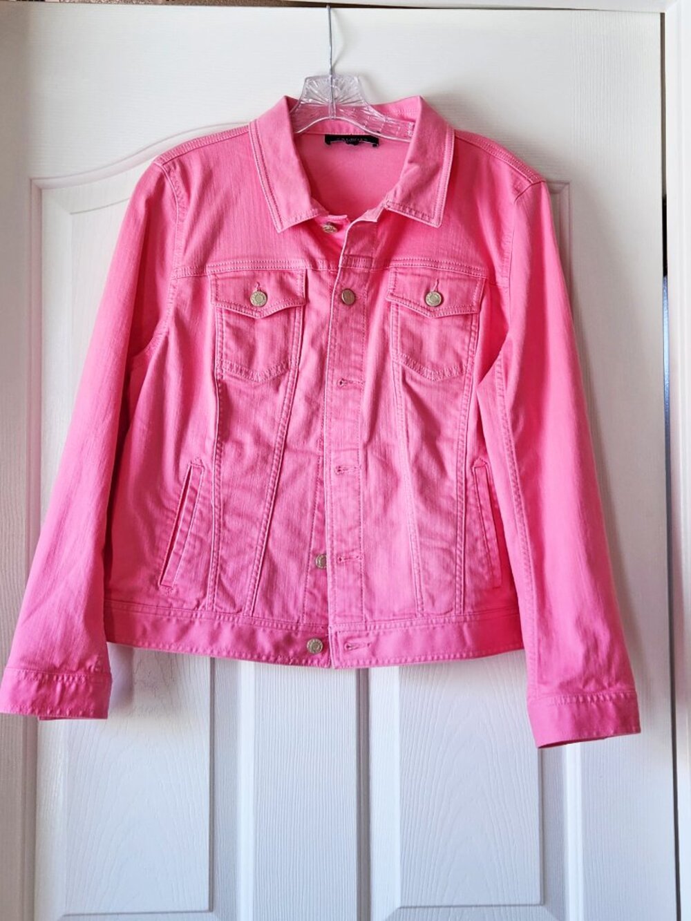 Talbots Classic Jean Jacket Bright Pink XL Petite